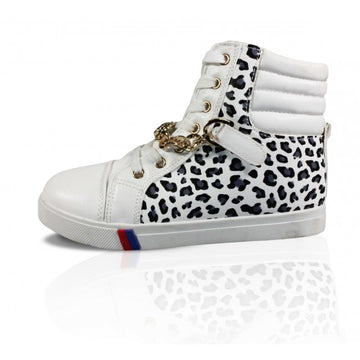 Γυναικεία sneakers με animal print και χρυσό αξεσουάρ μπροστά CH2370-211
