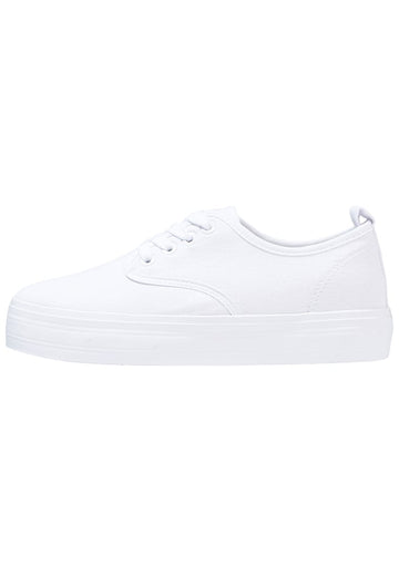 Λευκά υφασμάτινα sneakers με χοντρή επίπεδη σόλα CH2478-2