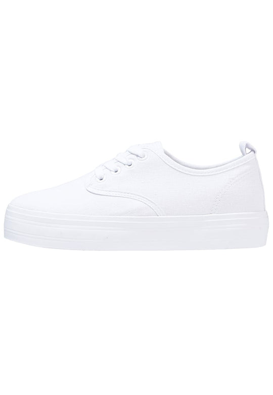 Λευκά υφασμάτινα sneakers με χοντρή επίπεδη σόλα CH2478-2