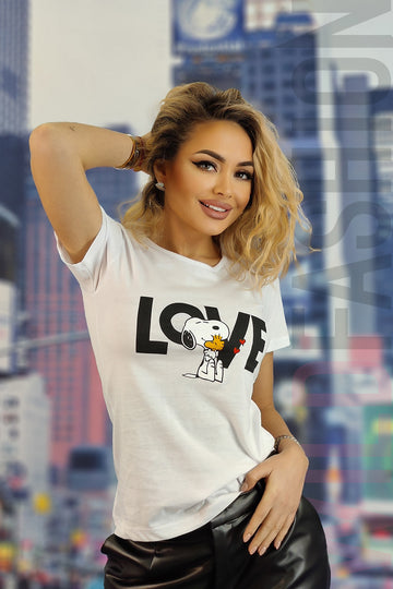 Casual μπλουζάκι με στάμπα κειμένου love U828-2