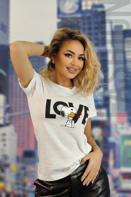 Casual μπλουζάκι με στάμπα κειμένου love U828-2