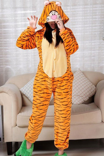 Βελούδινη ολόσωμη πιτζάμα kigurumi, σχέδιο ΤΙΓΡΗΣ, PJM12-99