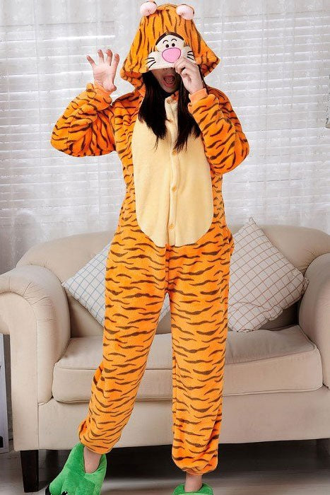 Βελούδινη ολόσωμη πιτζάμα kigurumi, σχέδιο ΤΙΓΡΗΣ, PJM12-99